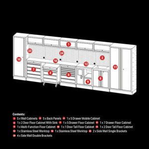 BUNKER 25-piece garage modular storage combo with sink and stainless steel worktop
