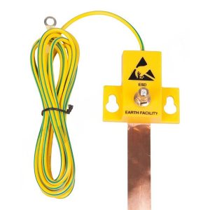 Illustrative ESD flooring grounding kit with copper strip and earth cable