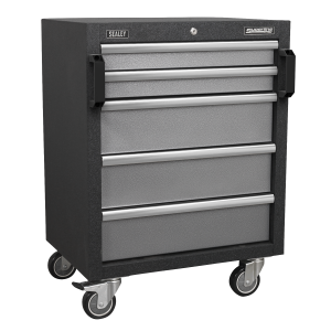 Sealey APMS58 five-drawer black and grey mobile garage workshop cabinet